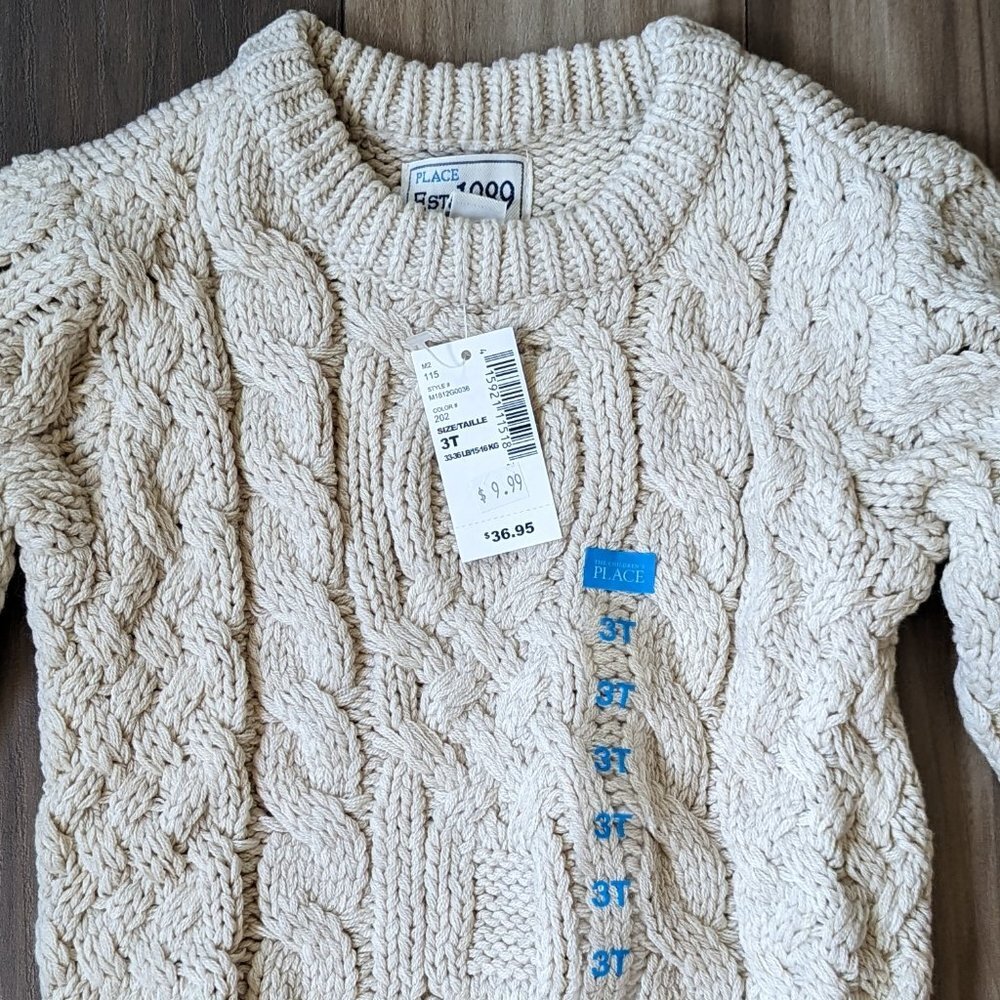 NWT The Childrens Place Toddler Boy Cable Knit Sweater Pullover Cardigan… - Picture 2 of 5